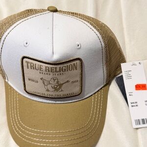 True Religion Beige and White Trucker Hat